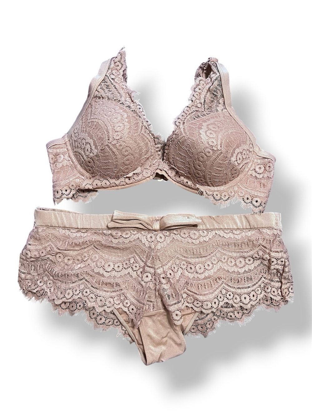 smart & sexy Lace Push-Up Top and Lace Boyshorts Bikini in Blush